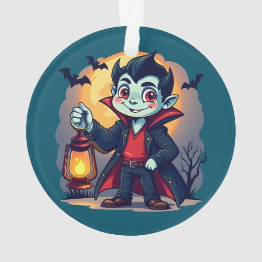 Cute Vampire with Lantern Kawaii Halloween オーナメント (裏面)
