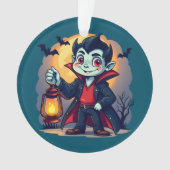 Cute Vampire with Lantern Kawaii Halloween オーナメント (正面)