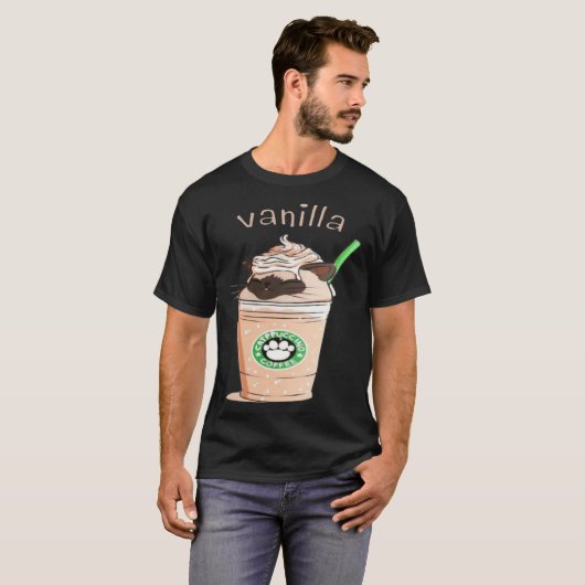 Cute Vanilla Brown Cat Animals Pet Catpuccino Coff Tシャツ (正面フル)