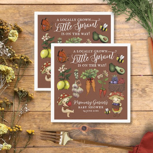 Cute Veg Locally Grown Little Sprout Baby Shower スタンダードカクテルナプキン