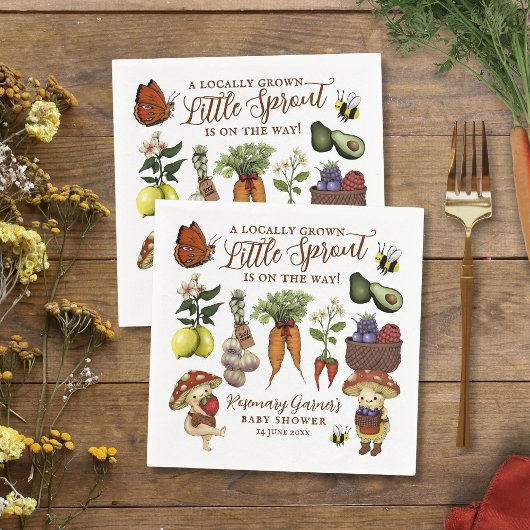 Cute Veg Locally Grown Little Sprout Baby Shower スタンダードカクテルナプキン