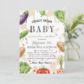 Cute Vegetable Locally Grown farm Baby Shower 招待状 (スタンド正面)