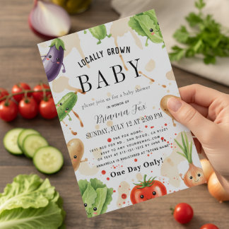 Cute Vegetable Locally Grown farm Baby Shower 招待状