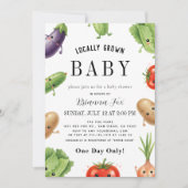 Cute Vegetable Locally Grown farm Baby Shower 招待状 (正面)