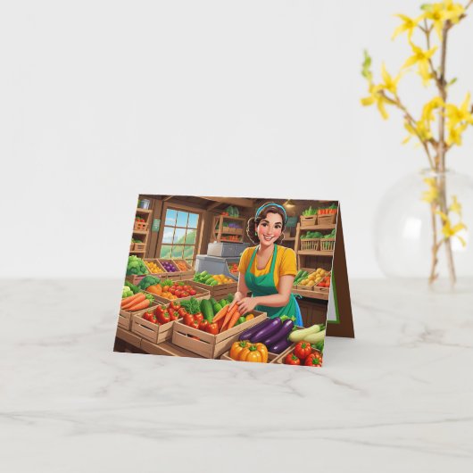 Cute vegetable vendors customizable カード (黄色い花)