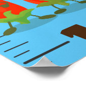 Cute vegetables cartoon illustration growth chart ポスター (角)