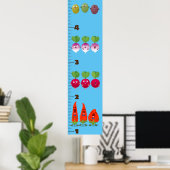 Cute vegetables cartoon illustration growth chart ポスター (ホームオフィス)