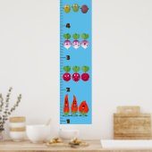 Cute vegetables cartoon illustration growth chart ポスター (キッチン)
