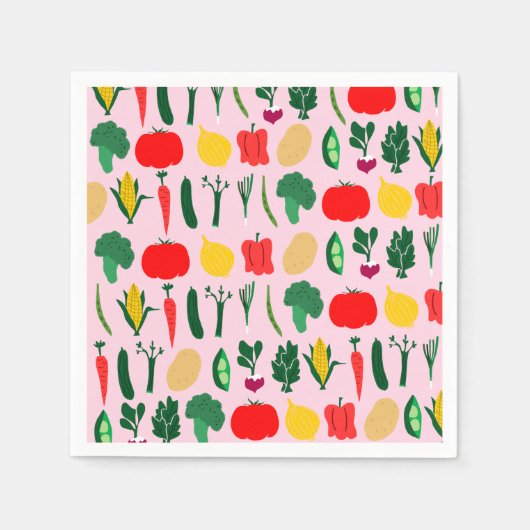 Cute Vegetables Paper Napkins スタンダードカクテルナプキン (正面)
