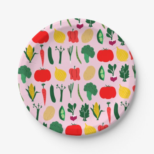 Cute Vegetables Paper Plates ペーパープレート (正面)