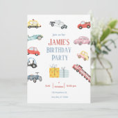 Cute Vehicle Theme Kids Party Invite 招待状 (スタンド正面)