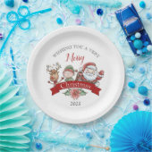 Cute Very Merry Christmas Personalized ペーパープレート (パーティー)