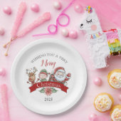 Cute Very Merry Christmas Personalized ペーパープレート (パーティー)