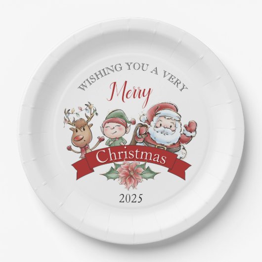 Cute Very Merry Christmas Personalized ペーパープレート (正面)