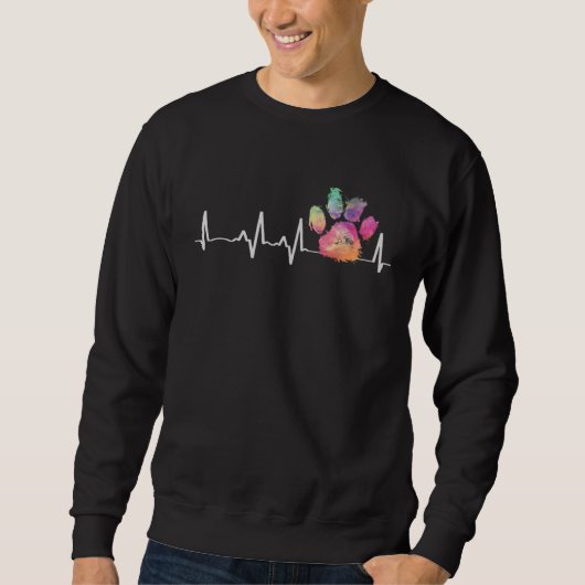 Cute Veterinarian  Rainbow Paw Print Heartbeat Vet スウェットシャツ (正面)