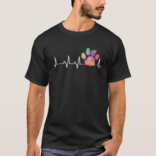 Cute Veterinarian  Rainbow Paw Print Heartbeat Vet Tシャツ (正面)