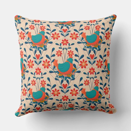 Cute Vibrant Angry Chicken Pattern クッション (裏面)