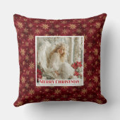 Cute Victorian Angel Red Gold Holiday Accent Xmas クッション (裏面)