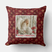 Cute Victorian Angel Red Gold Holiday Accent Xmas クッション (正面)