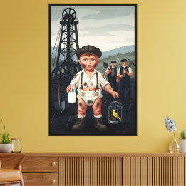 Cute Victorian Baby Coal Miner キャンバスプリント