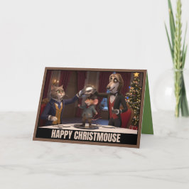 Cute Victorian cats and dog Christmas カード