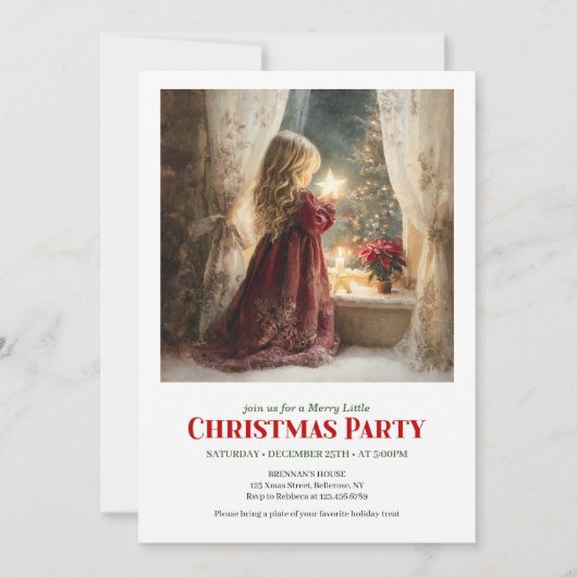 Cute Victorian Little Girl Awaiting Santa Editable 招待状 (正面)
