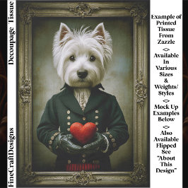 Cute Victorian Westie Dog, Red Heart ES9 Decoupage 薄葉紙