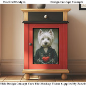 Cute Victorian Westie Dog, Red Heart ES9 Decoupage 薄葉紙