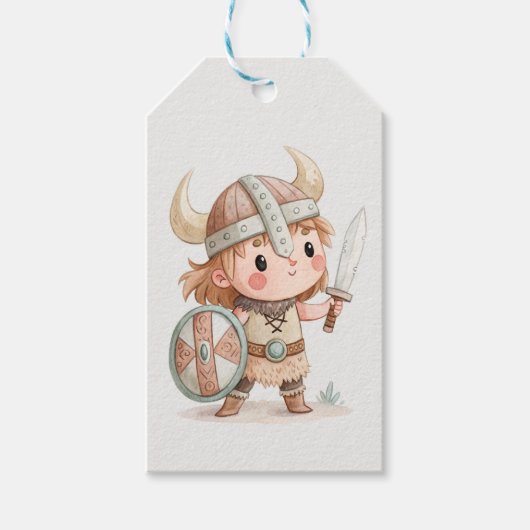 Cute Viking warrior kids ギフトタグ (正面)