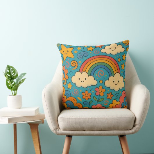 Cute Vintage Aesthetic Pattern Pillow 🌈✨🌸 クッション (椅子)