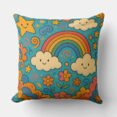 Cute Vintage Aesthetic Pattern Pillow 🌈✨🌸 クッション (正面)