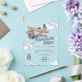 Cute Vintage Airplane First Birthday Adventure Awa アクリル招待状 (インサイチュ (ウェディング))