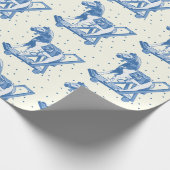 Cute Vintage Blue Hobby Horse Pattern ラッピングペーパー (角)