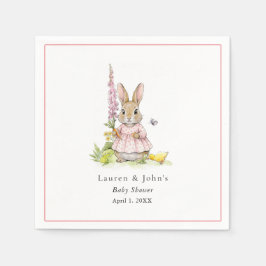 Cute vintage Bunny Baby girl Shower スタンダードカクテルナプキン