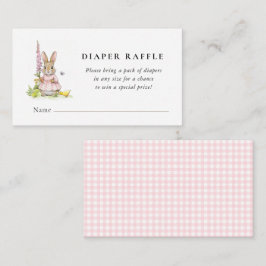 Cute Vintage bunny Baby girl shower diaper raffle エンクロージャーカード