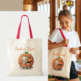 Cute Vintage Cat Halloween Custom Trick or Treat  トートバッグ