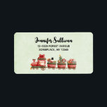 Cute Vintage Christmas Train with Toys ラベル<br><div class="desc">Address labels with a cute and adorable image made with watercolors. Santa driving a train filled with toys for all the children of the world.</div>