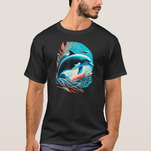 Cute Vintage Dolphin Animal  Dolphin Tシャツ (正面)