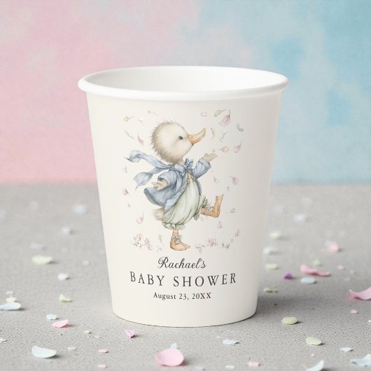 Cute Vintage Duck Storybook Baby Shower  紙コップ
