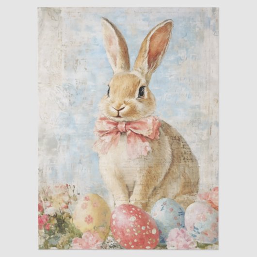 Cute Vintage Easter Bunny Decoupage 薄葉紙 (正面)