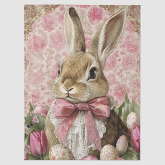 Cute Vintage Easter Bunny Decoupage 薄葉紙 (正面)