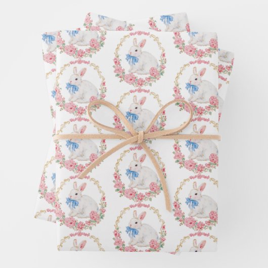 Cute Vintage Easter Bunny Gift Wrap ラッピングペーパーシート (インサイチュ)