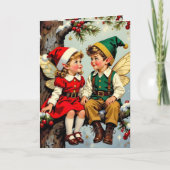 Cute Vintage Fairy Kids Personalized Christmas カード (正面)