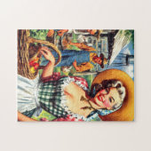 Cute Vintage Farmer Pinup ジグソーパズル (横)