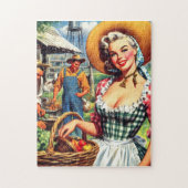 Cute Vintage Farmer Pinup ジグソーパズル (縦)