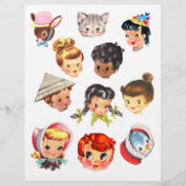 Cute Vintage Kids Heads Clipart Sheet (正面)