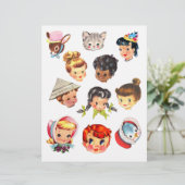 Cute Vintage Kids Heads Clipart Sheet (スタンド正面)