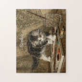 Cute Vintage Kitten Art, Name ジグソーパズル (縦)