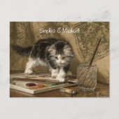Cute Vintage Kitten Art, Names & Message ポストカード (正面)