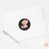 Cute vintage lady Birthday customizable ラウンドシール (封筒)